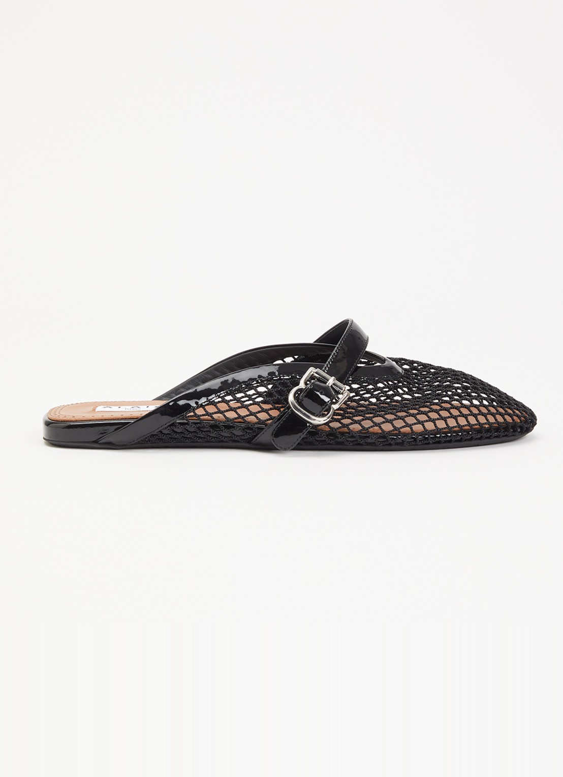 Alaïa Muiltje van mesh met details van kalfsleer - voorkant 2 zwart
