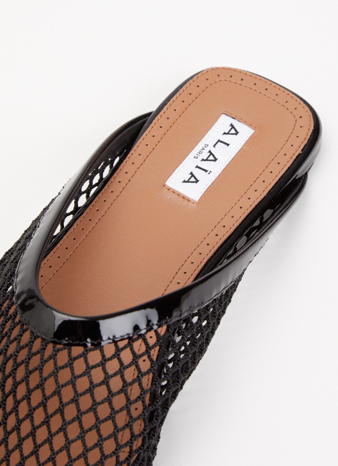 Alaïa Muiltje van mesh met kalfsleren details - detail 6 zwart