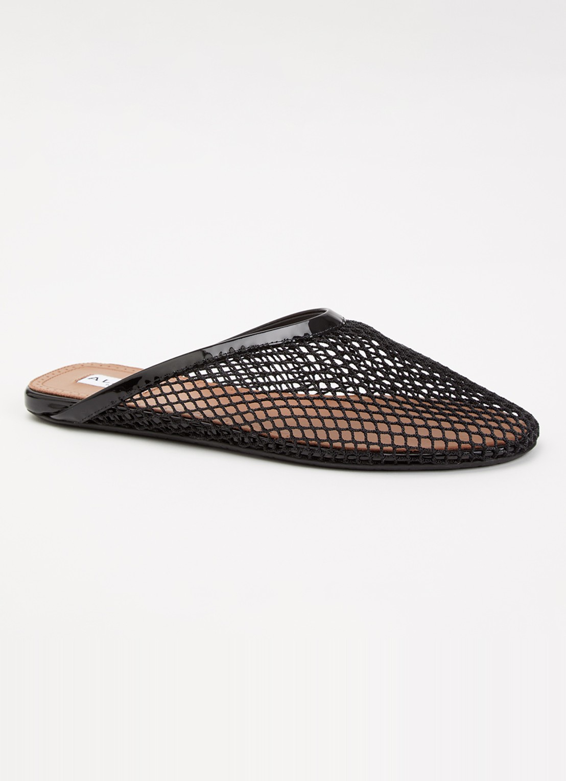 Alaïa Muiltje van mesh met kalfsleren details - voorkant zwart