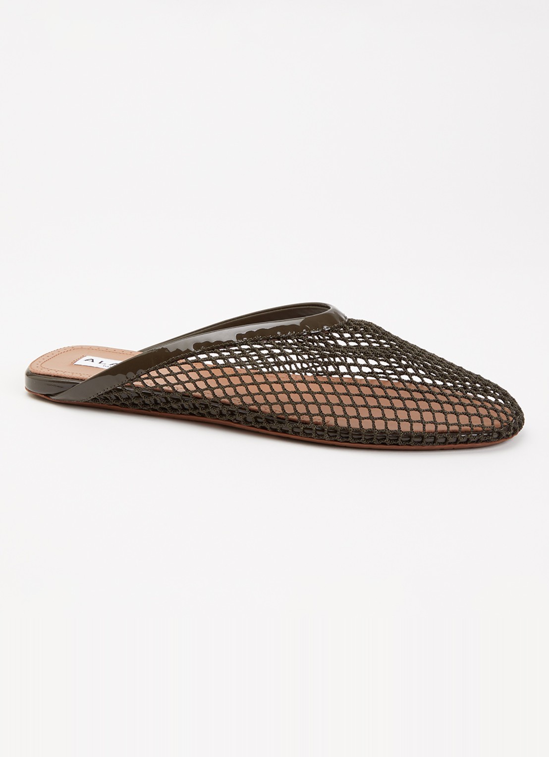 Alaïa Muiltje van mesh met kalfsleren details - voorkant 5 khaki
