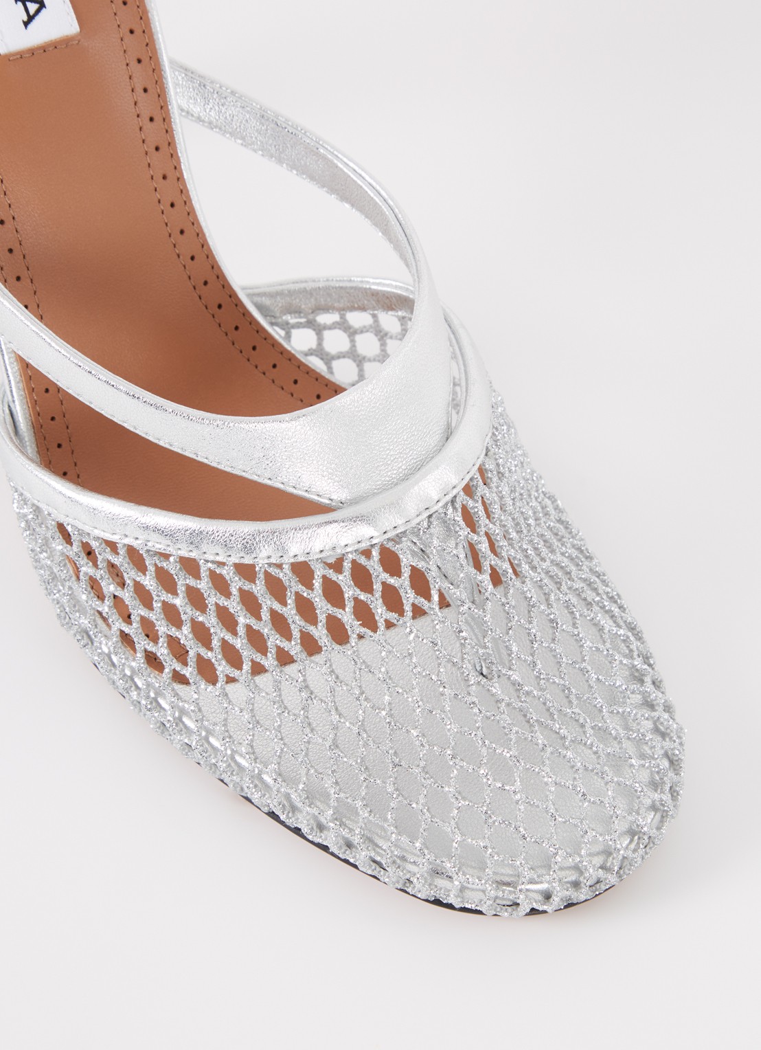 Alaïa Pump van mesh met kalfsleren details - detail 4 zilver