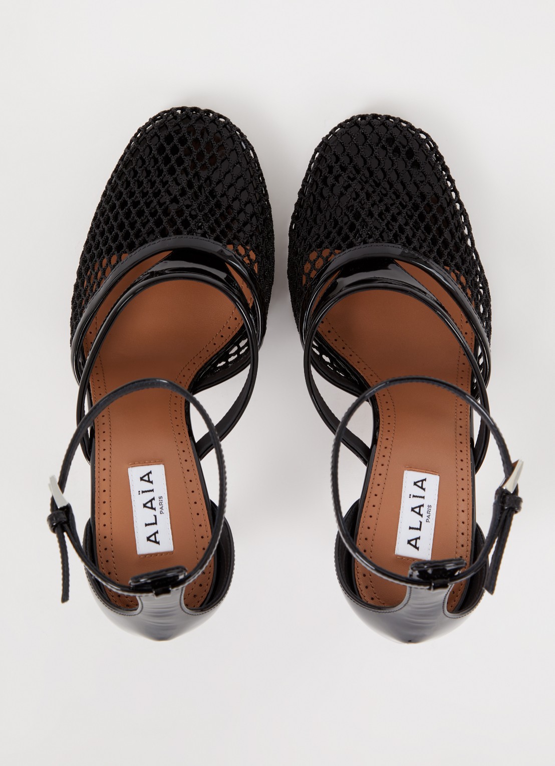 Alaïa Pump van mesh met kalfsleren details - detail 4 zwart