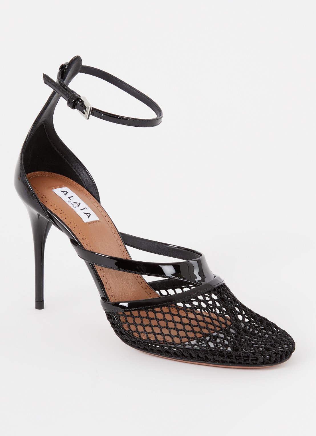 Alaïa Pump van mesh met kalfsleren details - voorkant zwart