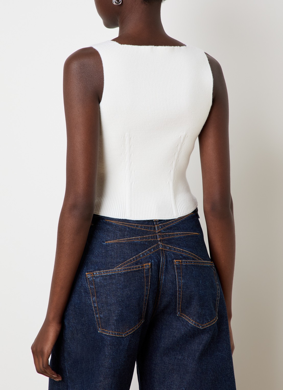 Alaïa Ribgebreide top in wolblend - achterkant wit