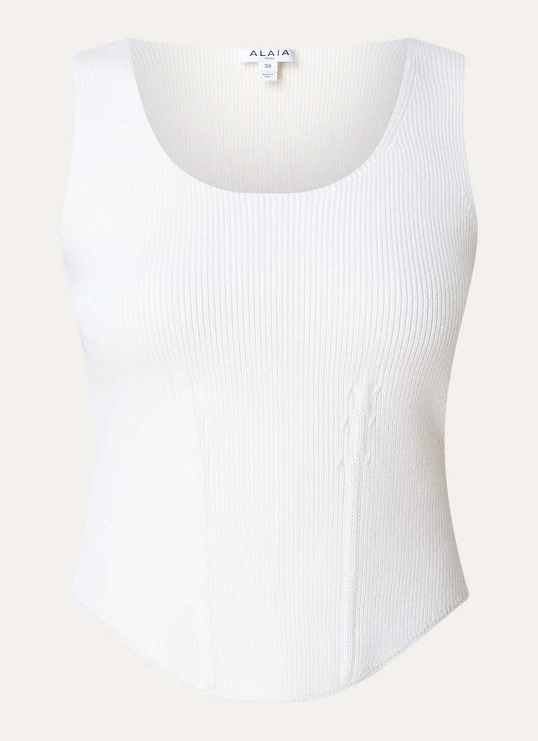 Alaïa Ribgebreide top in wolblend - voorkant 4 wit