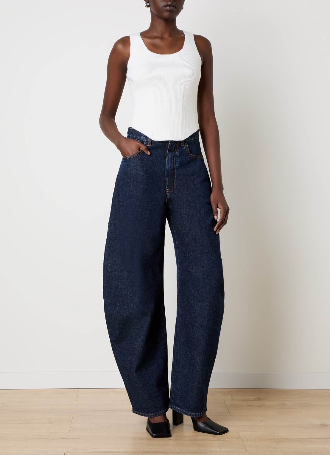 Alaïa Ribgebreide top in wolblend - voorkant 5 wit
