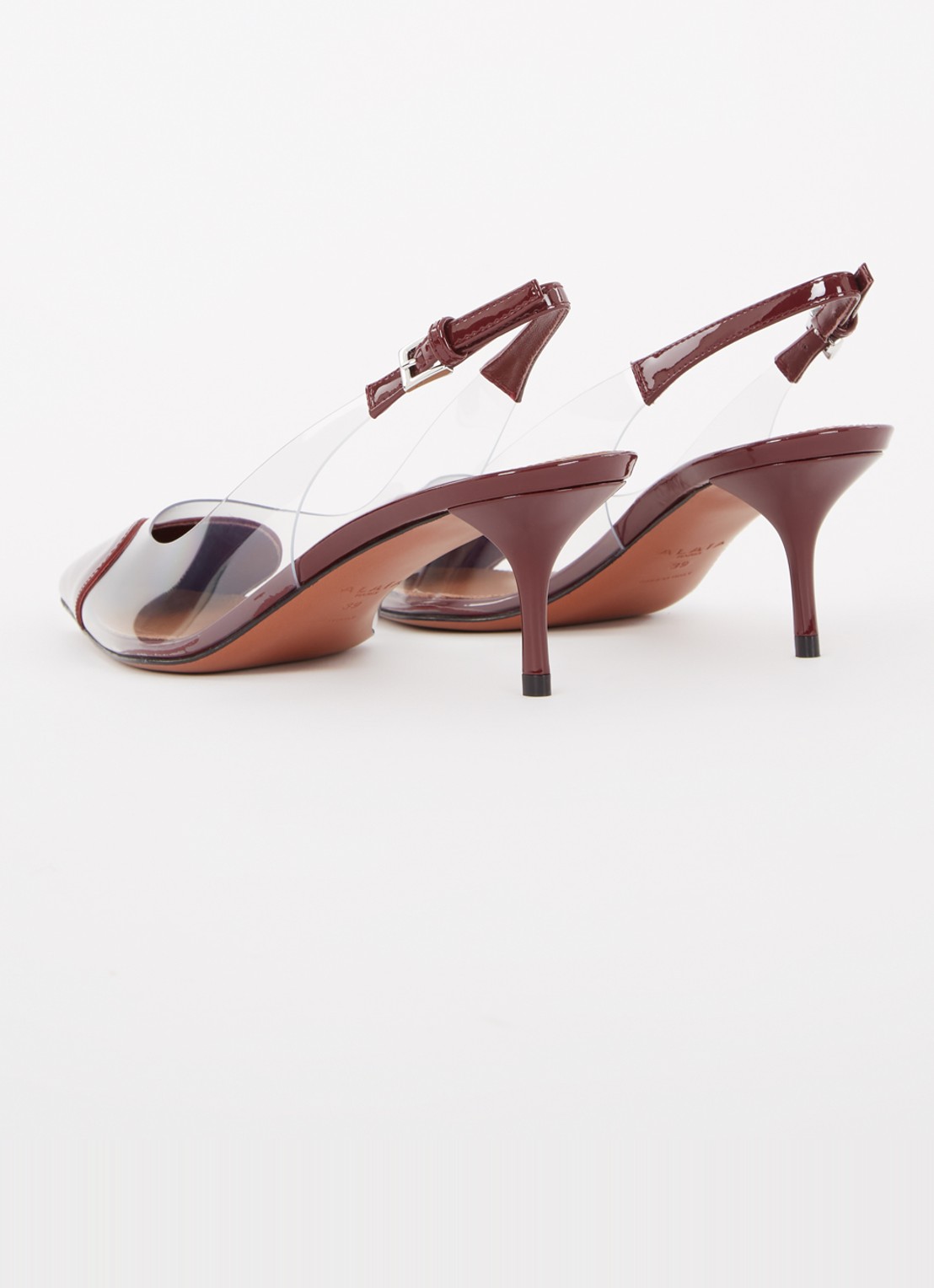 Alaïa Slingback met kalfsleren details en lakfinish - achterkant 6 bordeauxrood