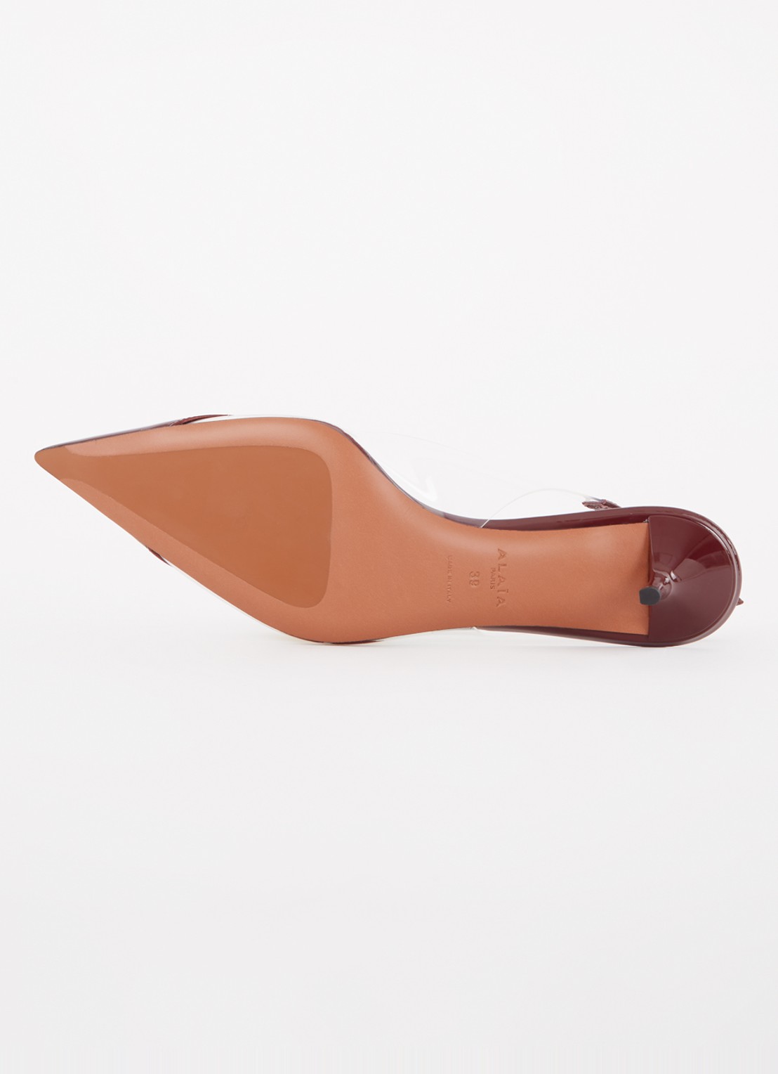 Alaïa Slingback met kalfsleren details en lakfinish - detail 2 bordeauxrood