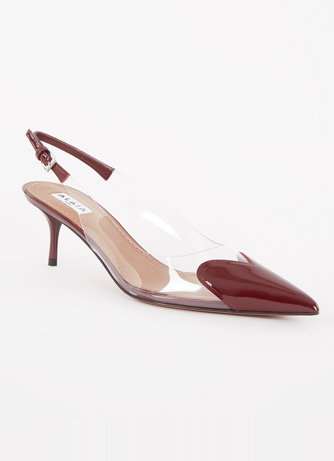 Alaïa Slingback met kalfsleren details en lakfinish - voorkant 4 bordeauxrood