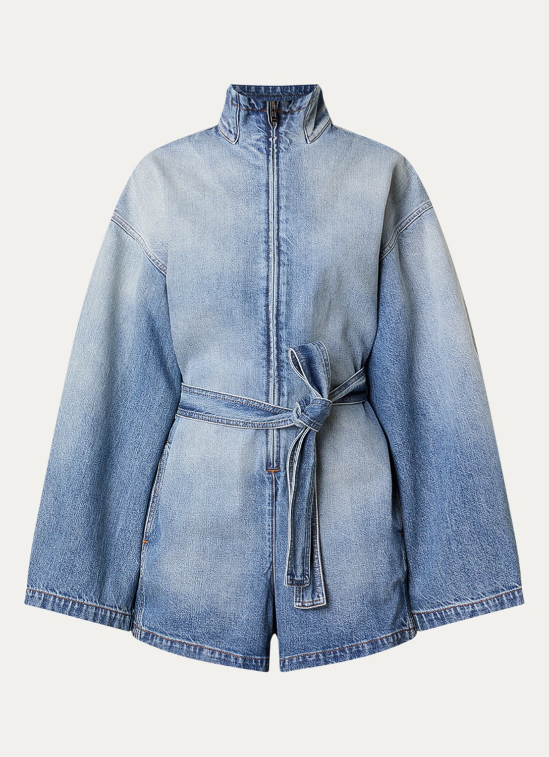 Alaïa Straight fit jumpsuit van denim - voorkant 4 indigo