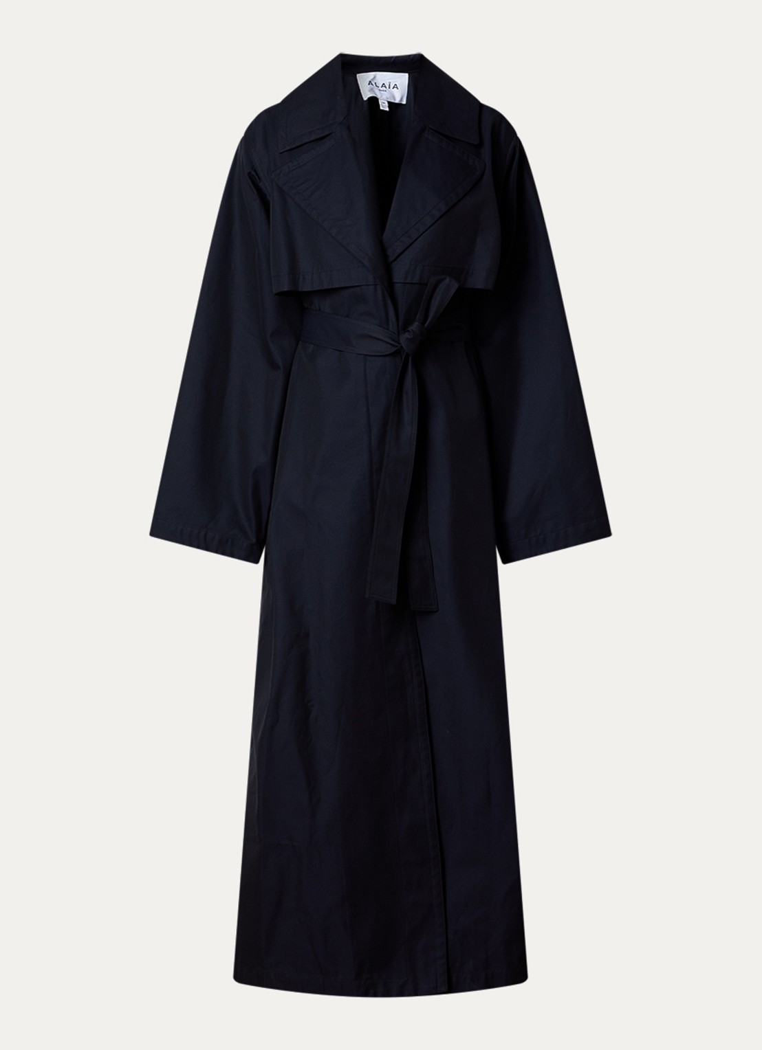 Alaïa Trenchcoat met strikceintuur - voorkant 5 donkerblauw