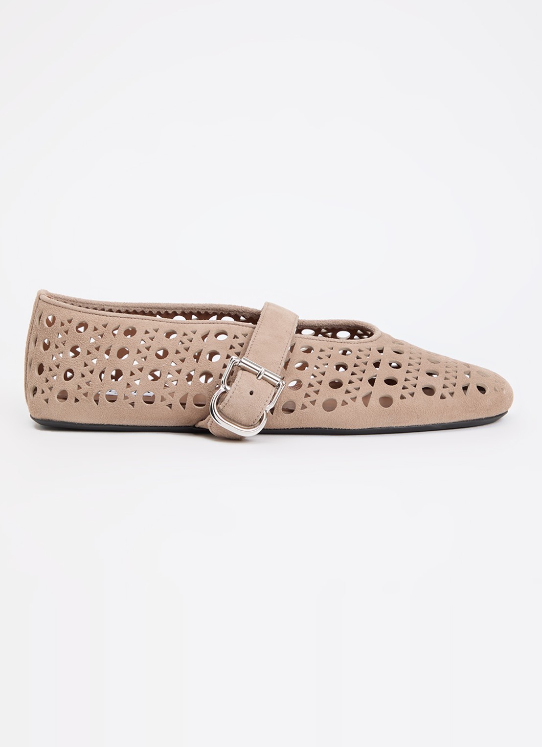 Alaïa Vienne ballerina van geitensuède met cut-out detail - voorkant 6 taupe