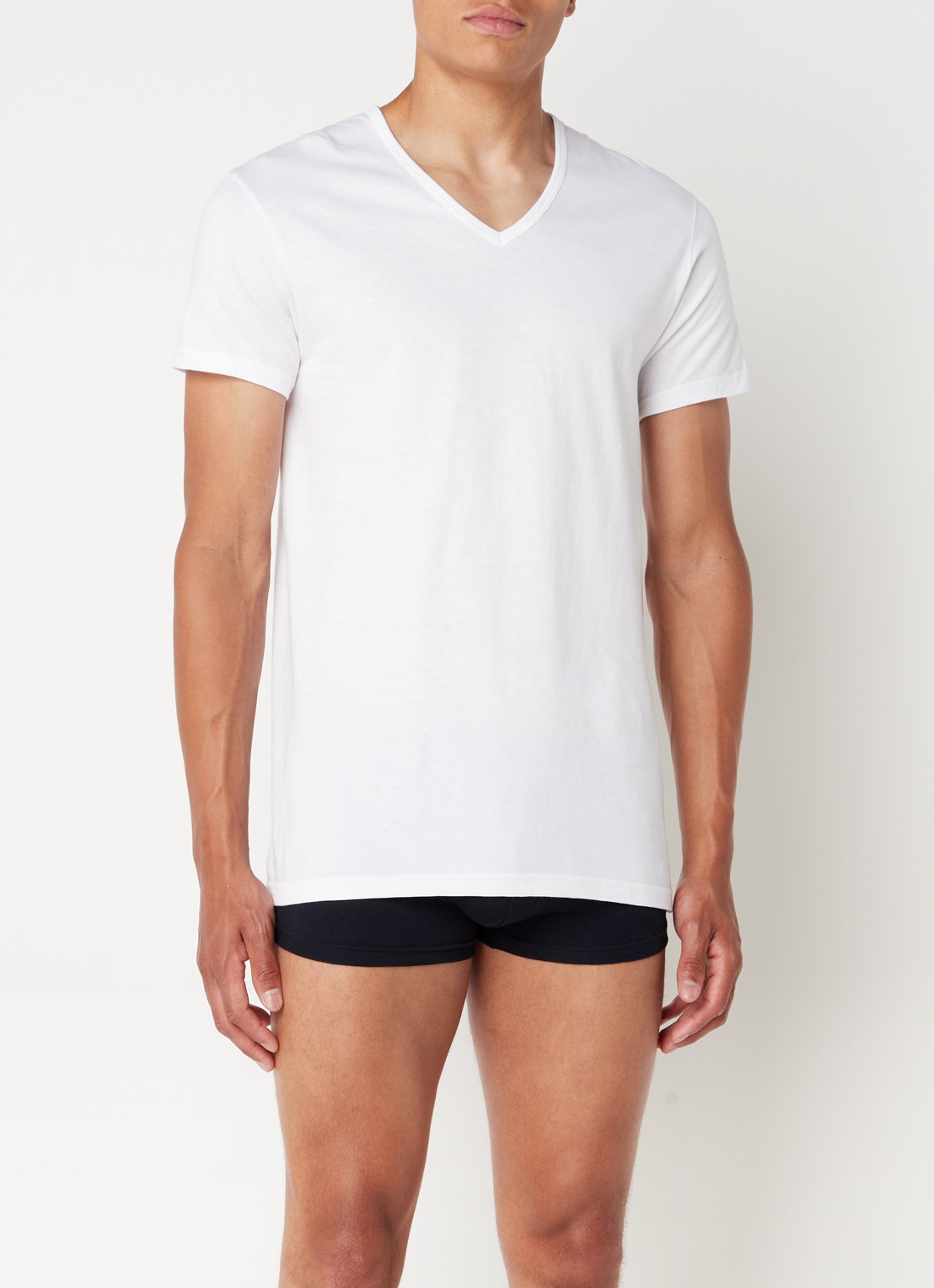 Alan Red Dean slim fit T-shirt met diepe V-hals in 2-pack - detail wit