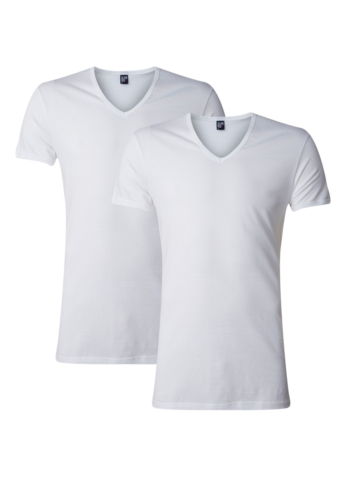 Alan Red Dean slim fit T-shirt met diepe V-hals in 2-pack - voorkant 2 wit