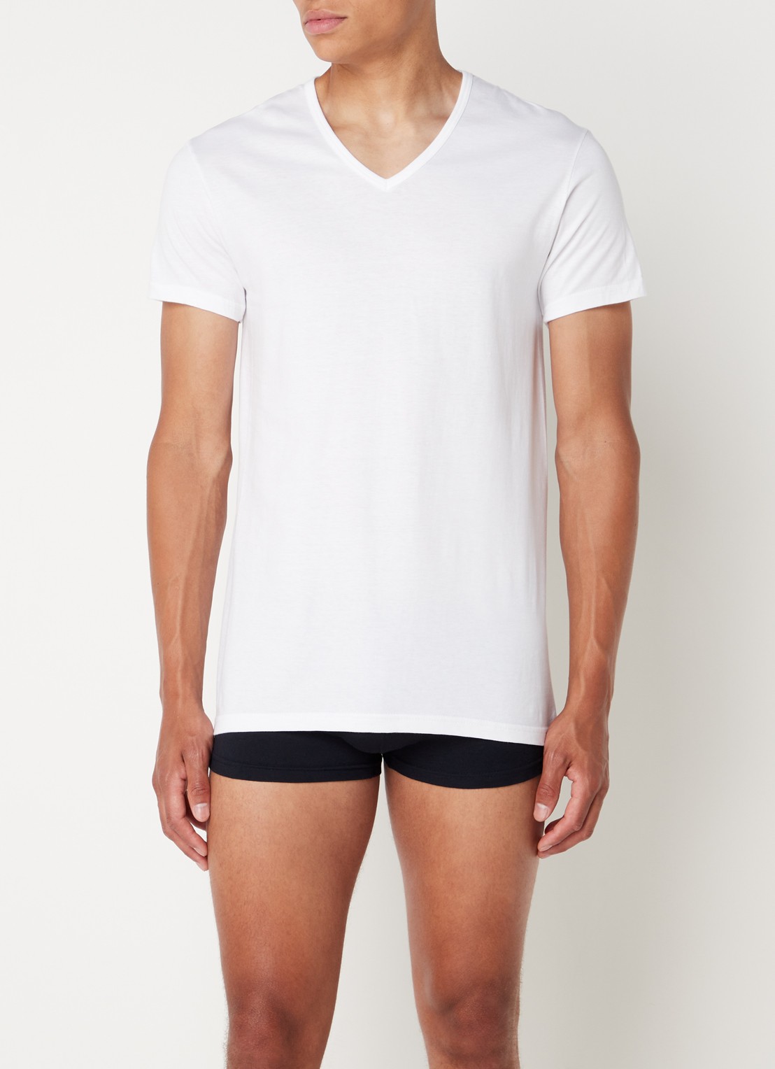 Alan Red Dean slim fit T-shirt met diepe V-hals in 2-pack - voorkant 3 wit