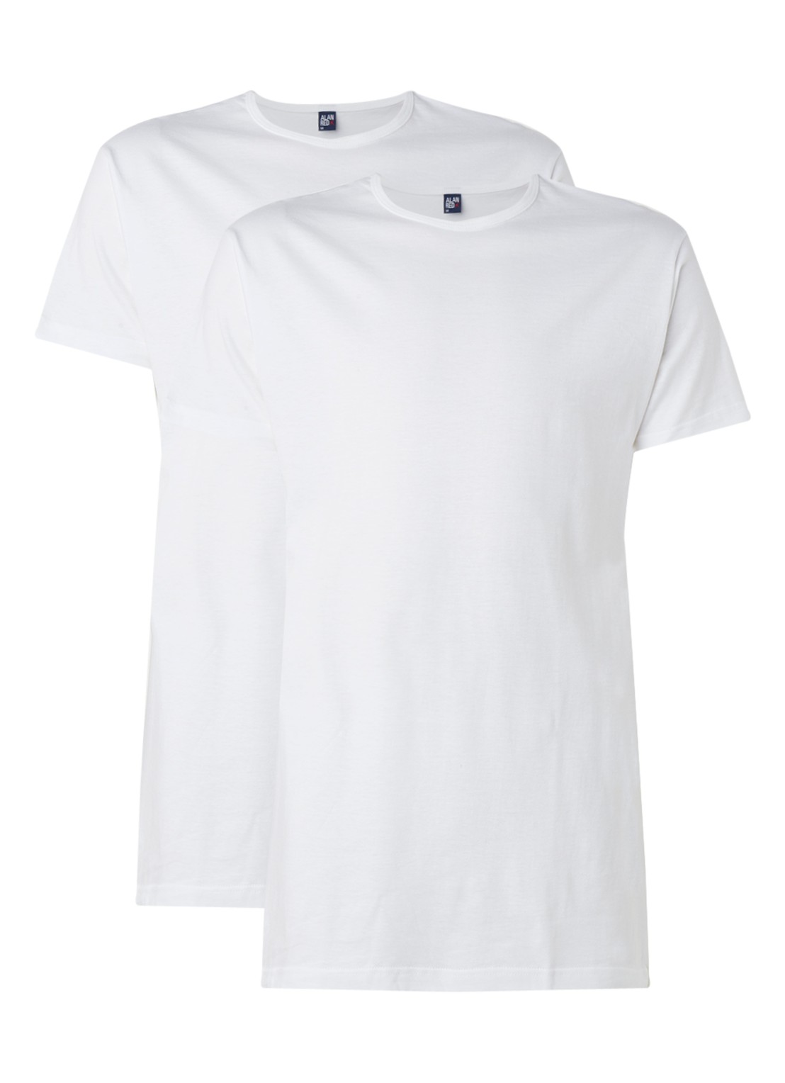 Alan Red Derby Long fit T-shirt met ronde hals in 2-pack - voorkant 3 wit