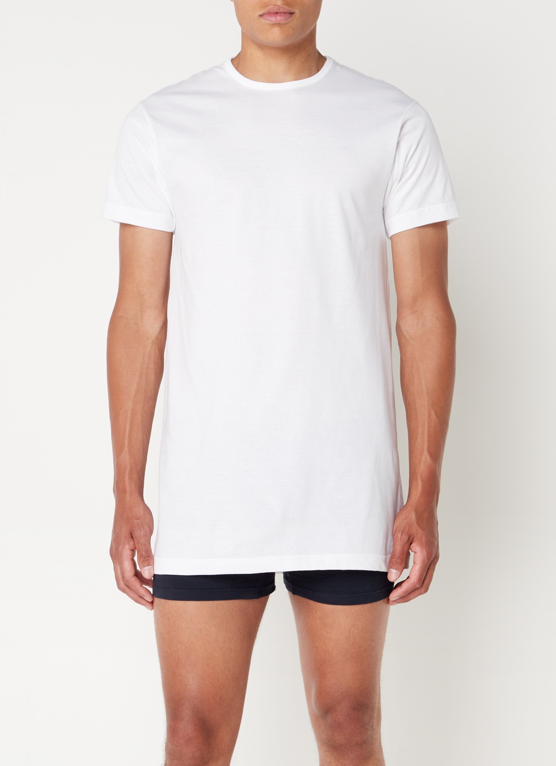 Alan Red Derby Long fit T-shirt met ronde hals in 2-pack - voorkant 4 wit