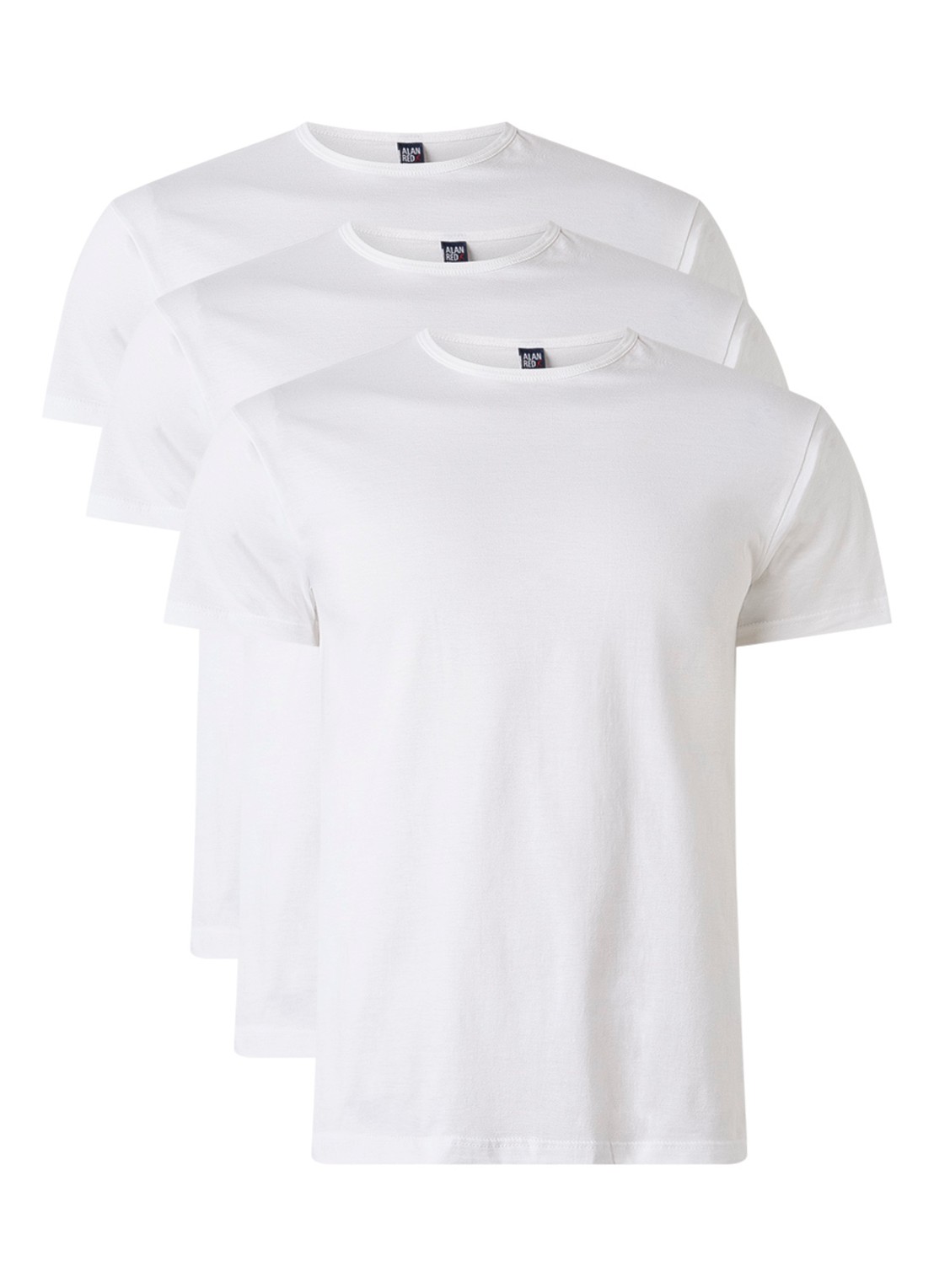 Alan Red Derby T-shirt met ronde hals in 3-pack - voorkant 3 wit