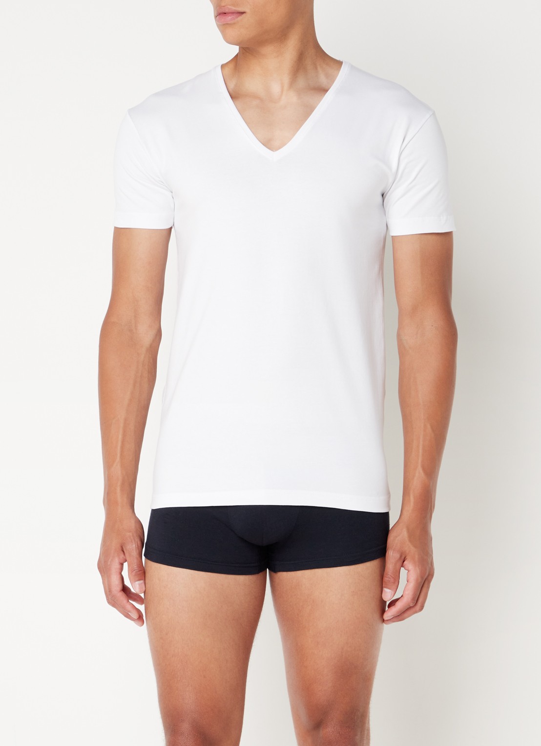 Alan Red Nov body fit T-shirt met V-hals in 2-pack - detail 2 wit