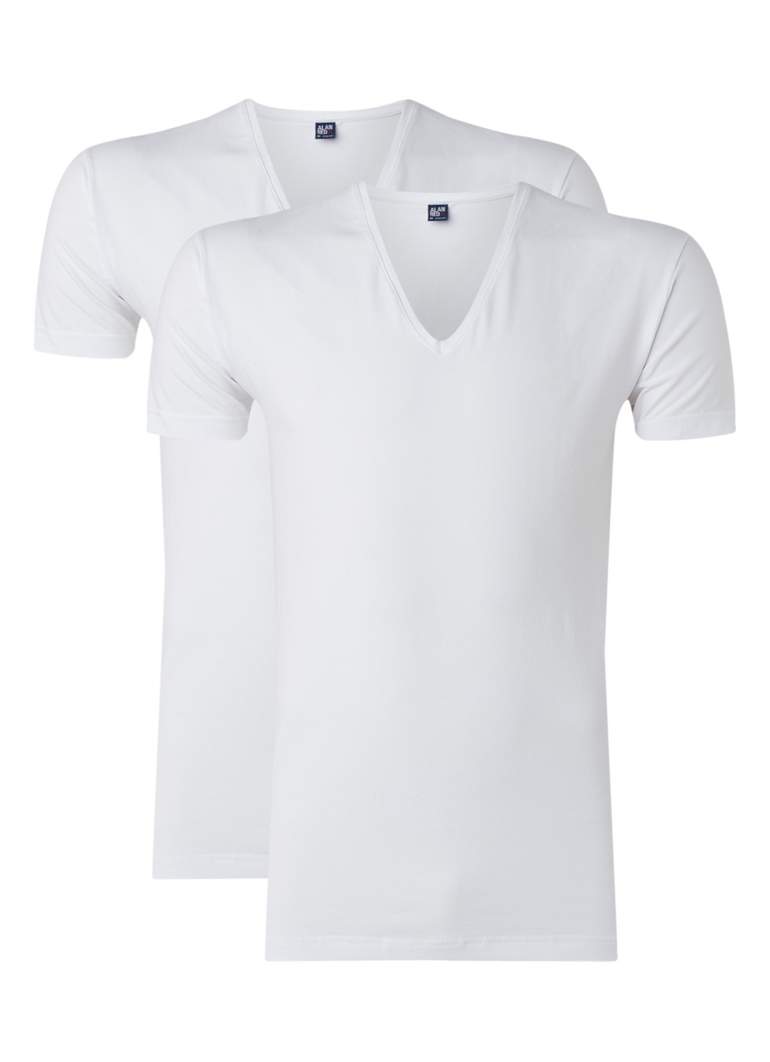 Alan Red Nov body fit T-shirt met V-hals in 2-pack - voorkant 3 wit