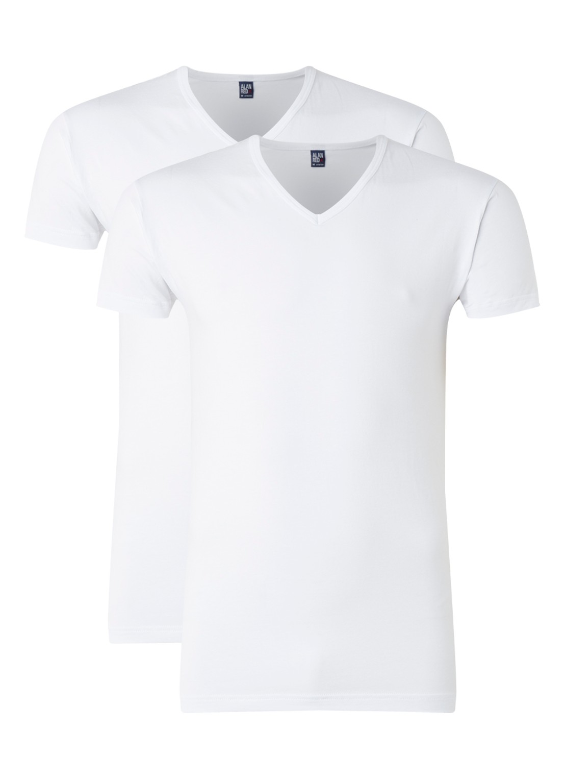 Alan Red Oklahoma body fit T-shirt met V-hals in 2-pack - voorkant 2 wit