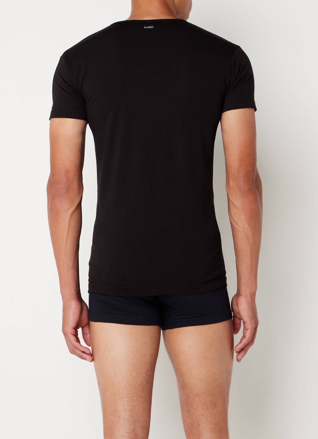 Alan Red Oklahoma body fit T-shirt met V-hals in 2-pack - achterkant 4 zwart