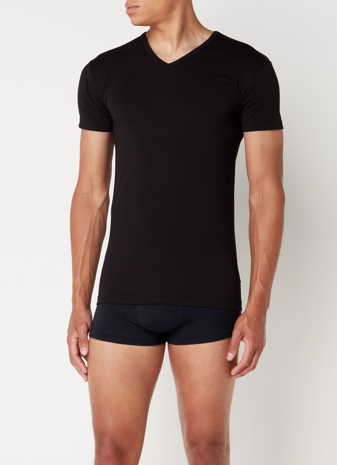 Alan Red Oklahoma body fit T-shirt met V-hals in 2-pack - detail 3 zwart