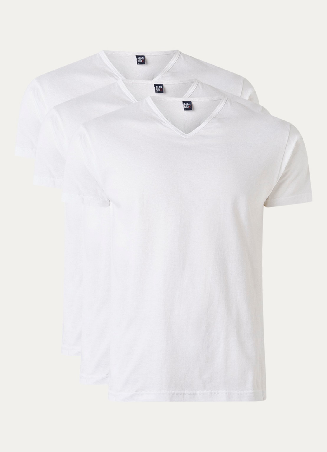 Alan Red Regular fit T-shirt met V-hals in 3-pack - voorkant 2 wit