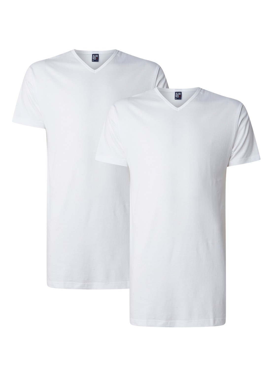 Alan Red Vermont extra lang regular fit T-shirt in 2-pack - voorkant wit