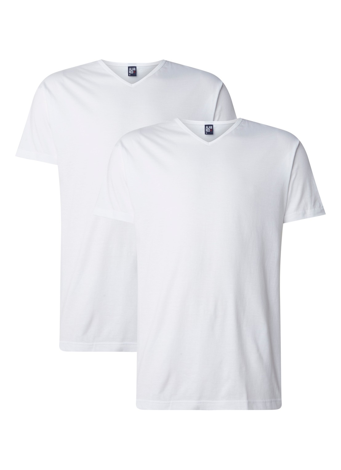 Alan Red Vermont regular fit T-shirt met V-hals in 2-pack - voorkant 2 wit