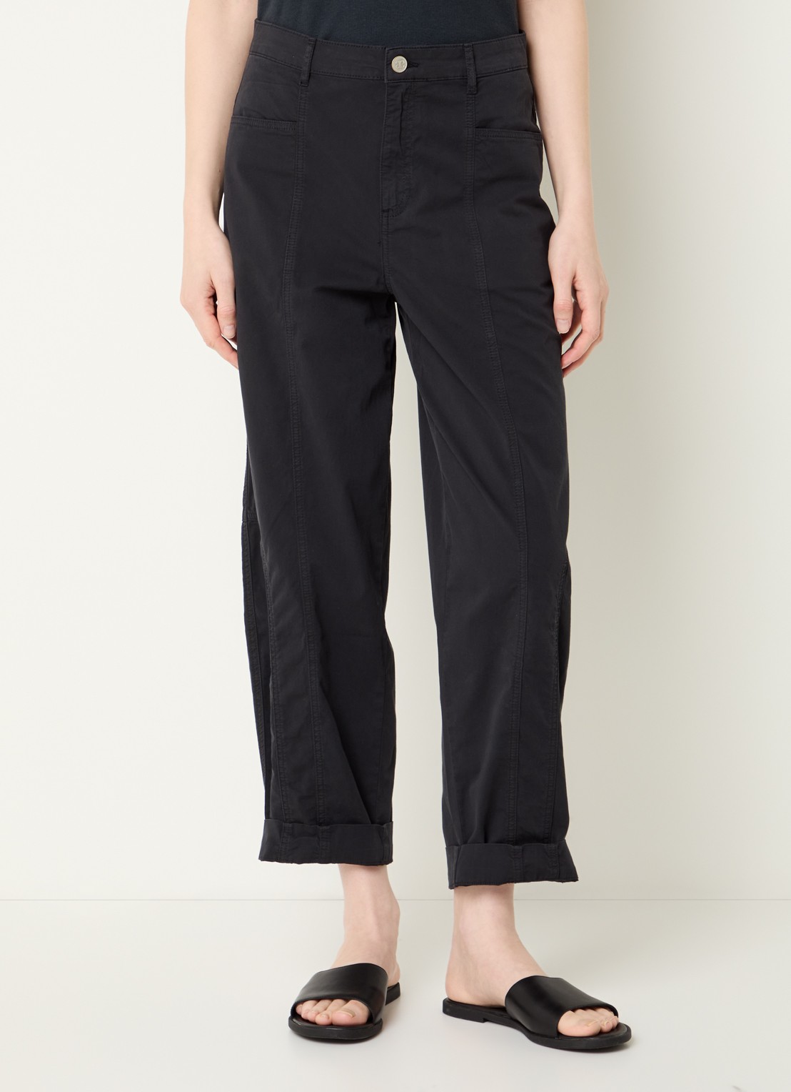 alchemist Abbi high waist tapered fit broek met steekzakken - detail 4 zwart