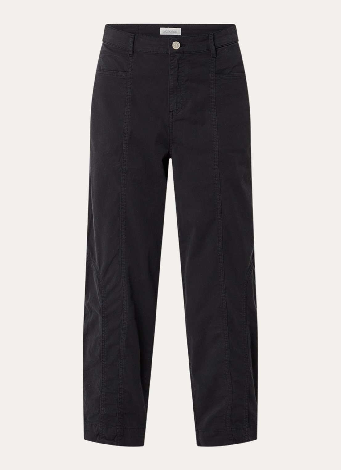 alchemist Abbi high waist tapered fit broek met steekzakken - voorkant 2 zwart