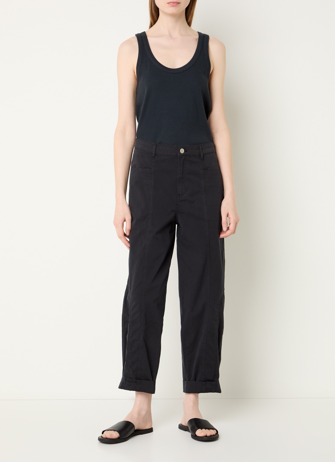 alchemist Abbi high waist tapered fit broek met steekzakken - voorkant 3 zwart