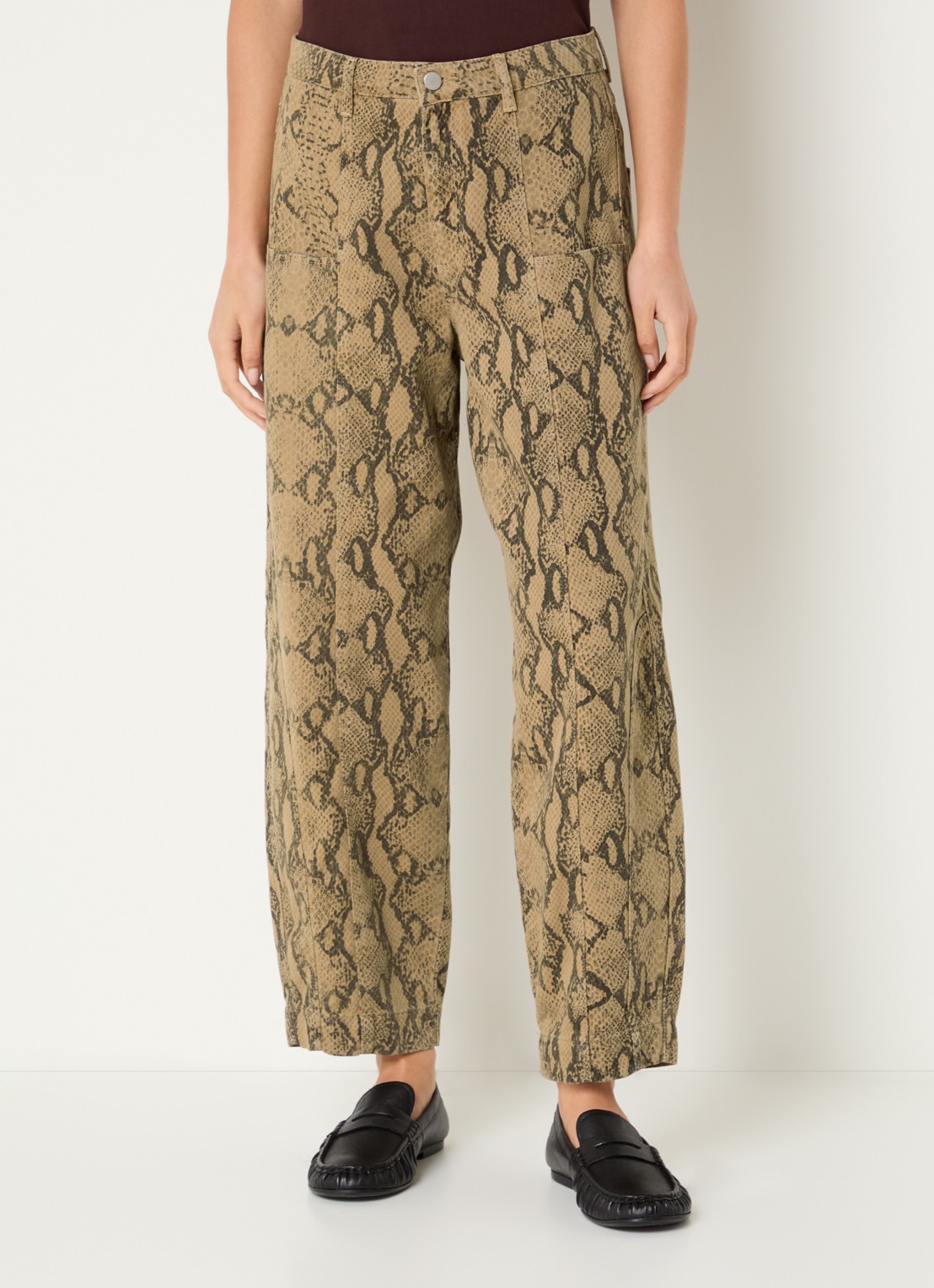 alchemist Abbi high waist tapered jeans met slangenprint - detail camel