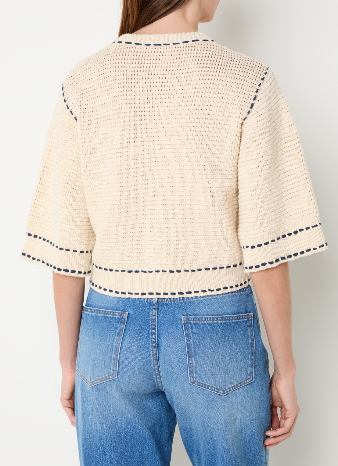 alchemist Caroline grofgebreid vest  - achterkant creme