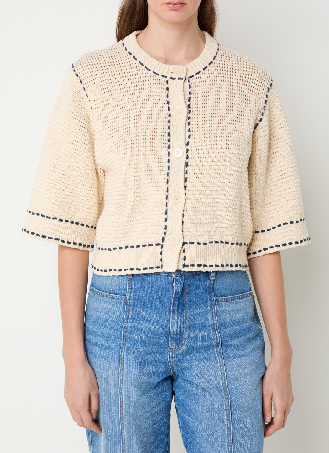 alchemist Caroline grofgebreid vest  - detail 4 creme