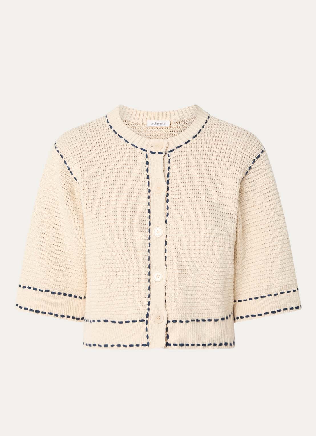 alchemist Caroline grofgebreid vest  - voorkant 2 creme