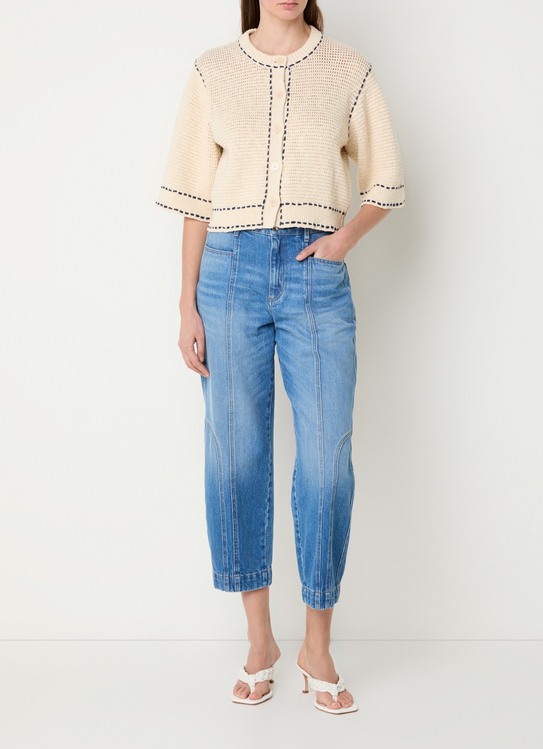 alchemist Caroline grofgebreid vest  - voorkant 3 creme