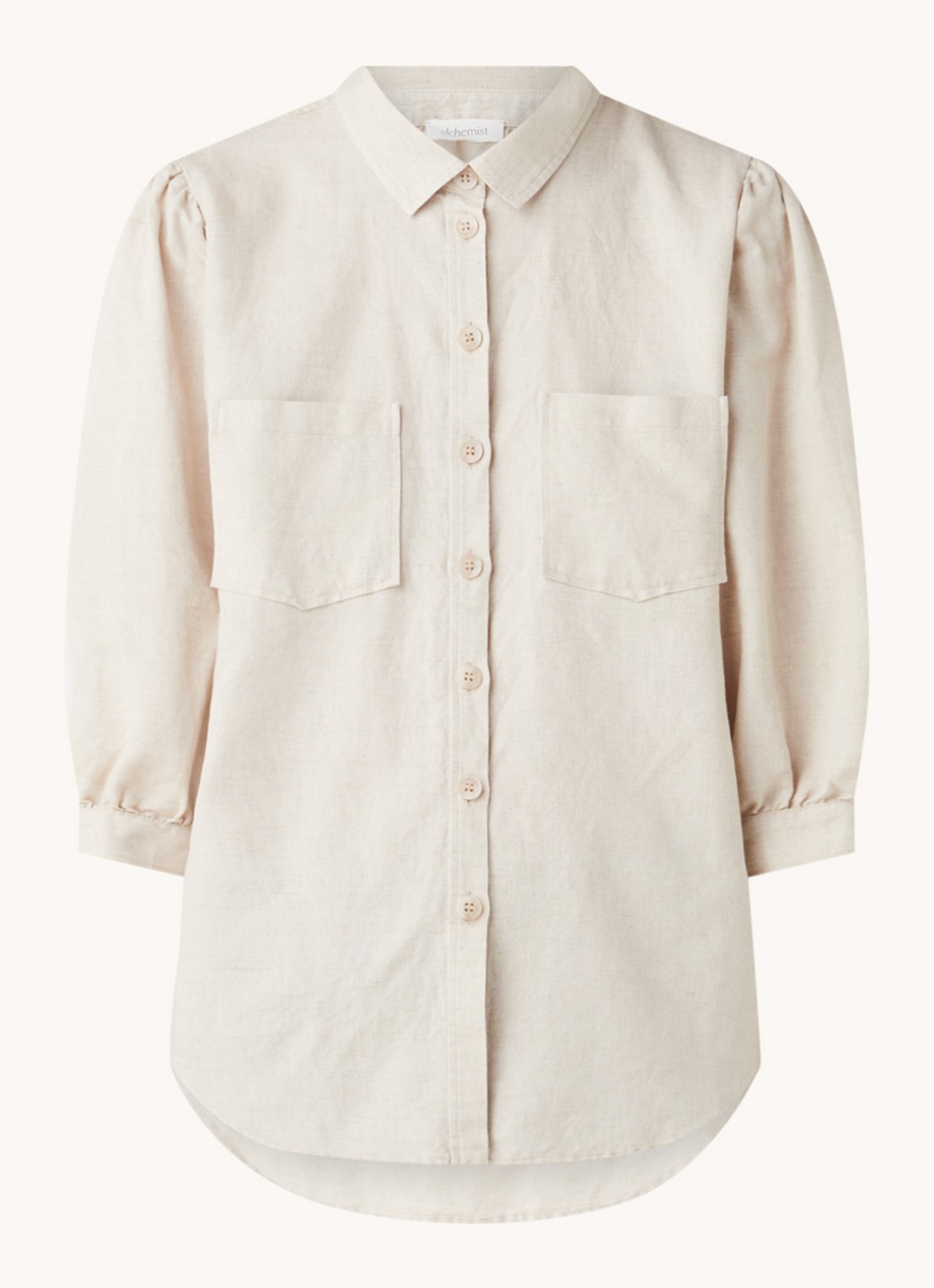 alchemist Dany blouse in linnenblend met borstzakken - voorkant 2 beige