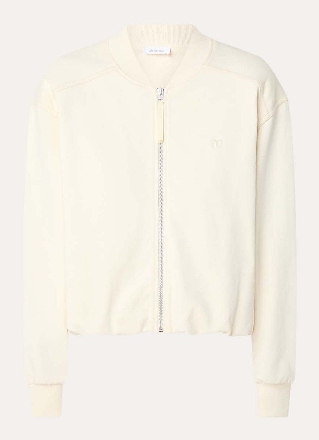 alchemist Daria sweatvest met steekzakken en logoborduring - voorkant beige