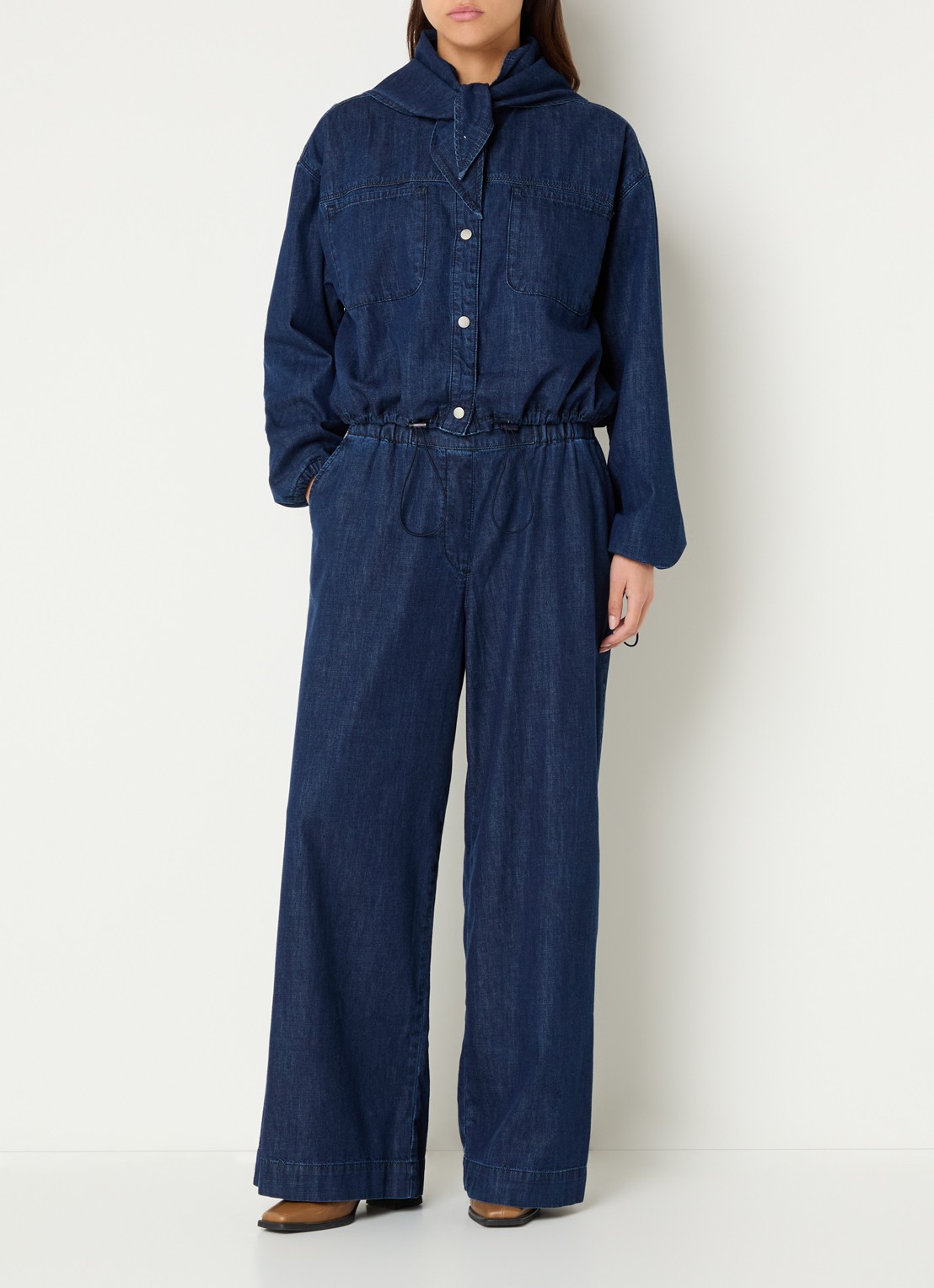 alchemist Devi blouse van denim met borstzak - voorkant 4 indigo