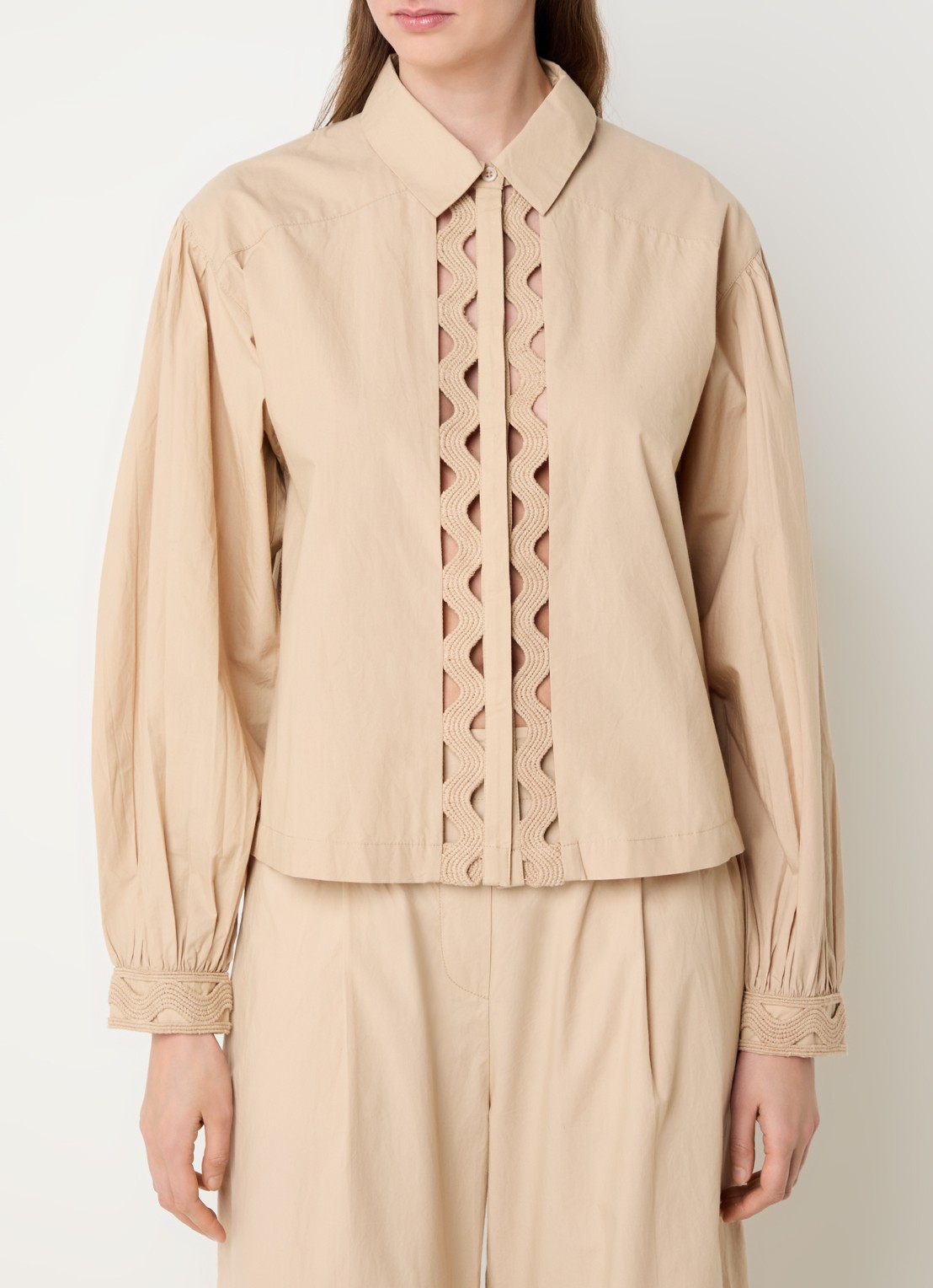 alchemist Eva blouse met opengewerkt dessin - detail 3 beige