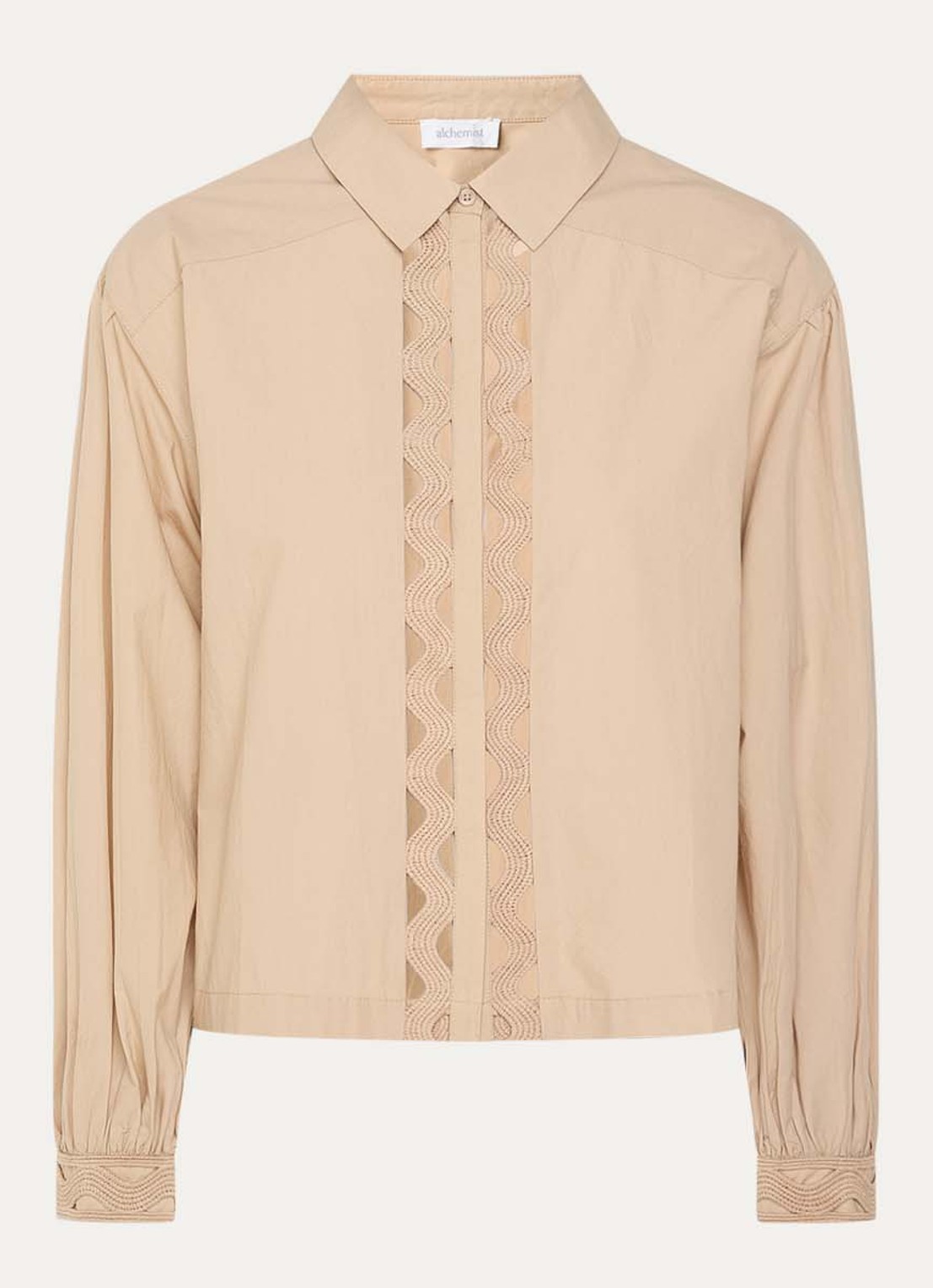 alchemist Eva blouse met opengewerkt dessin - voorkant beige