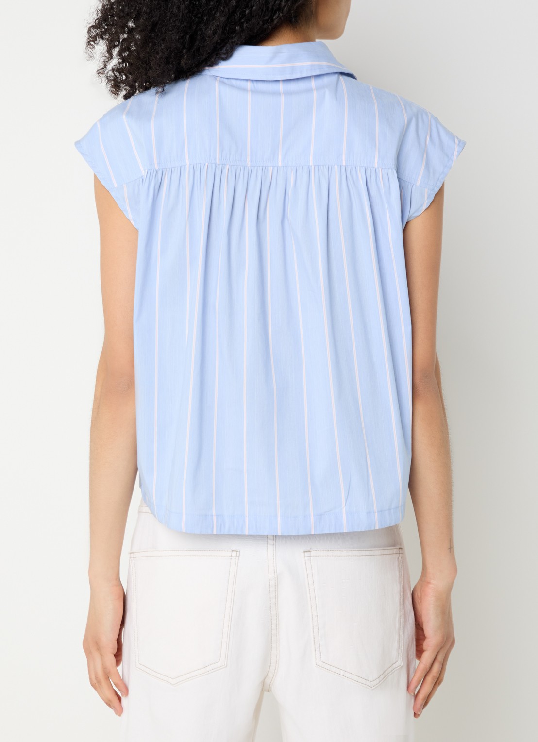 alchemist Flora blouse met streepprint - achterkant 4 lichtblauw