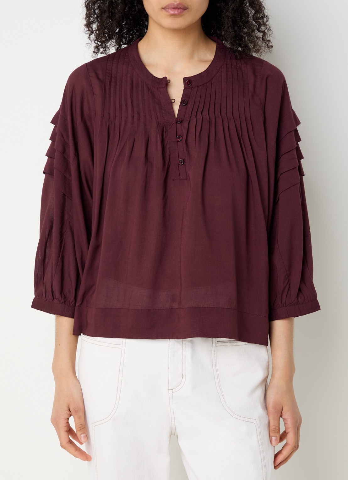 alchemist Freya tuniek met plooidetail - detail 4 bordeauxrood