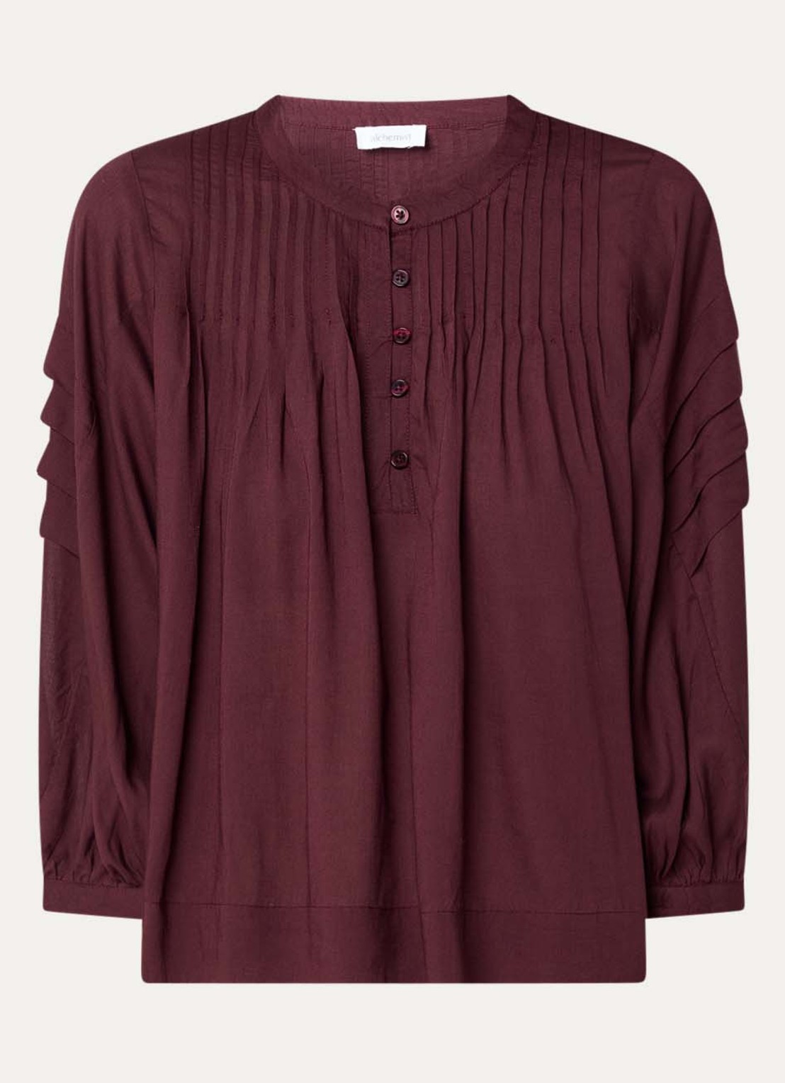 alchemist Freya tuniek met plooidetail - voorkant 2 bordeauxrood
