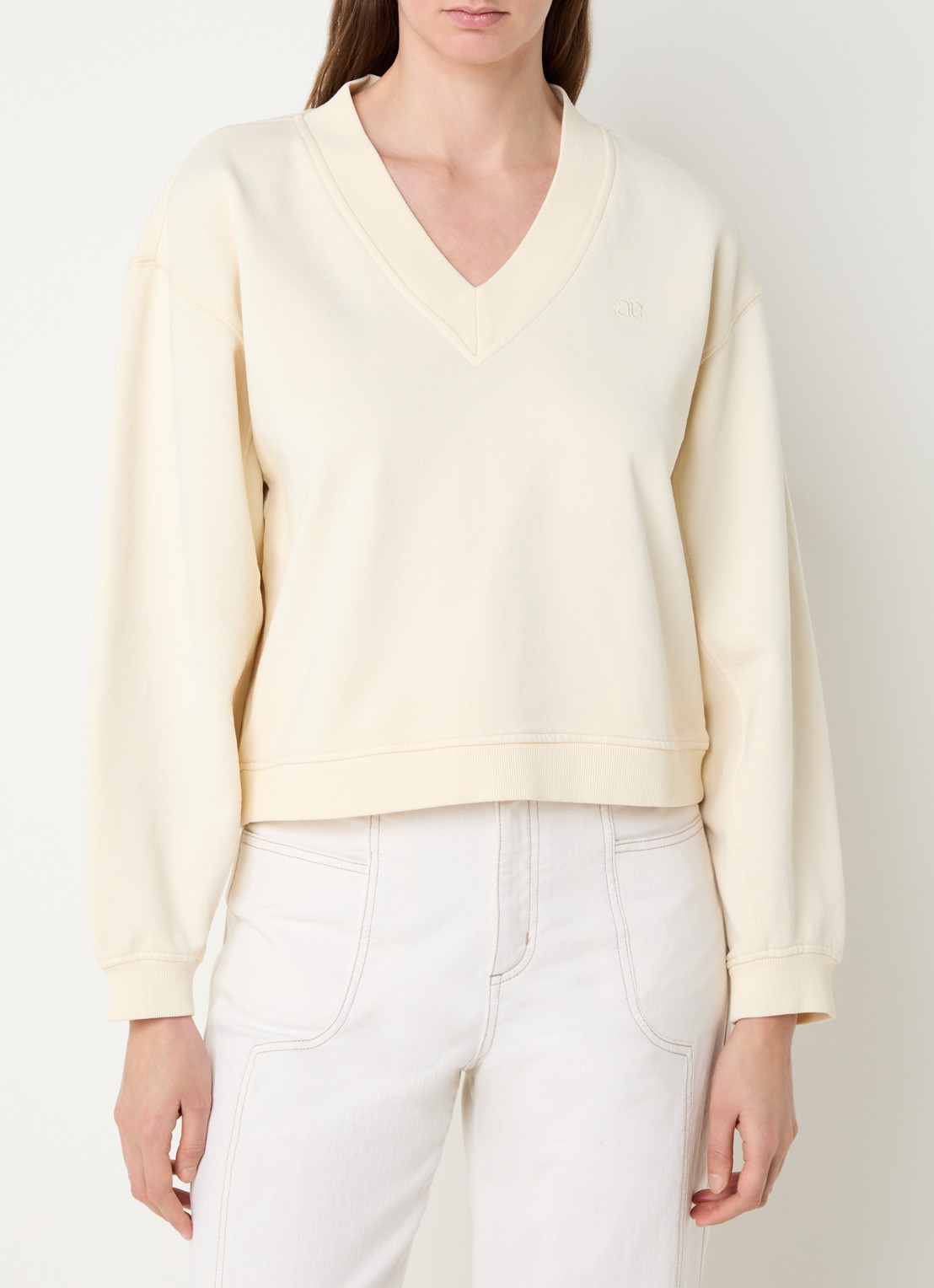 alchemist Gaia sweater met V-hals en logoborduring - detail 3 creme