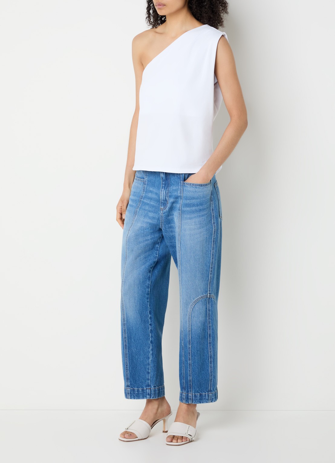 alchemist Levy one shoulder top - voorkant 3 wit
