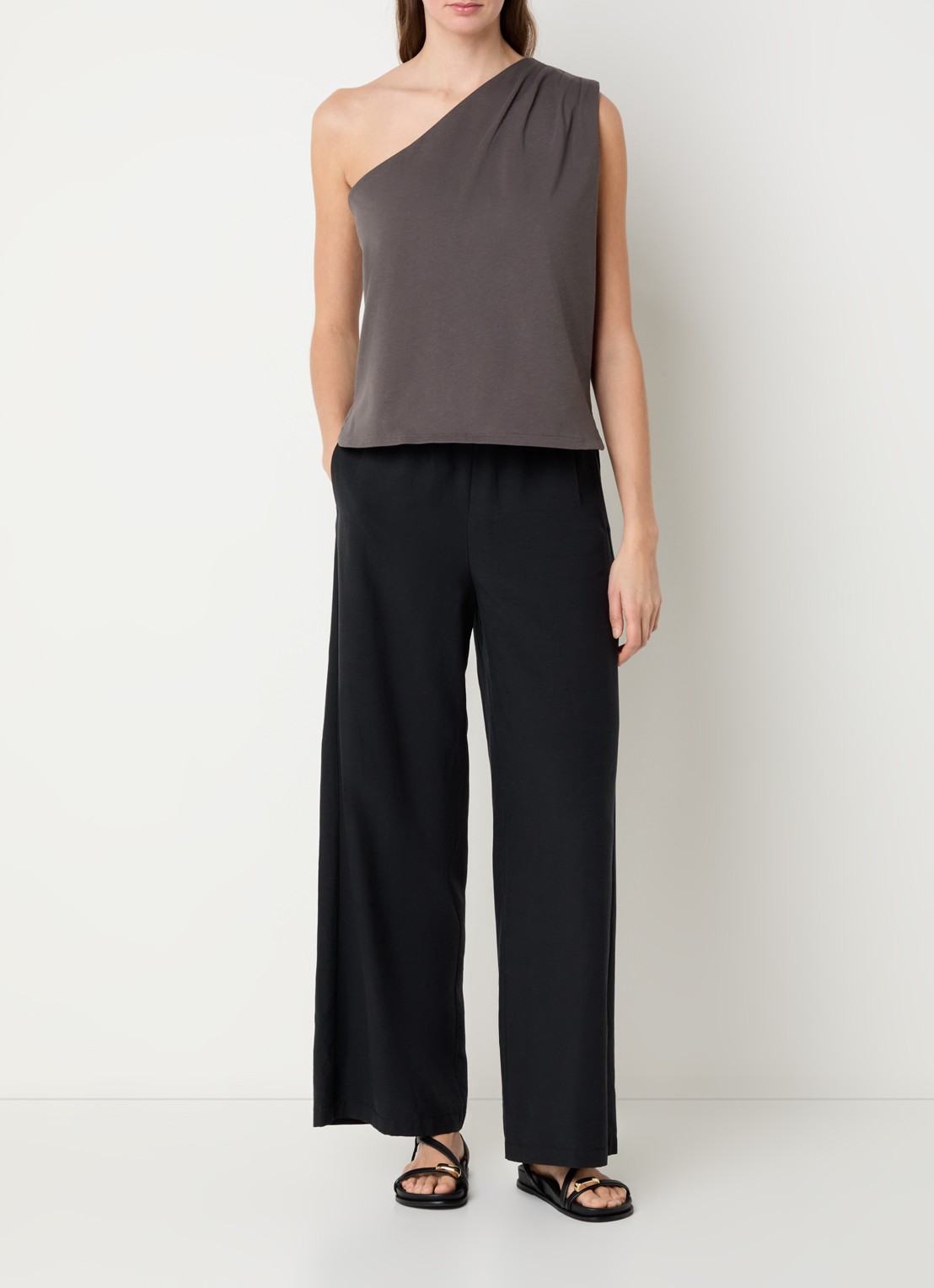 alchemist Levy one shoulder top - voorkant 2 middengrijs