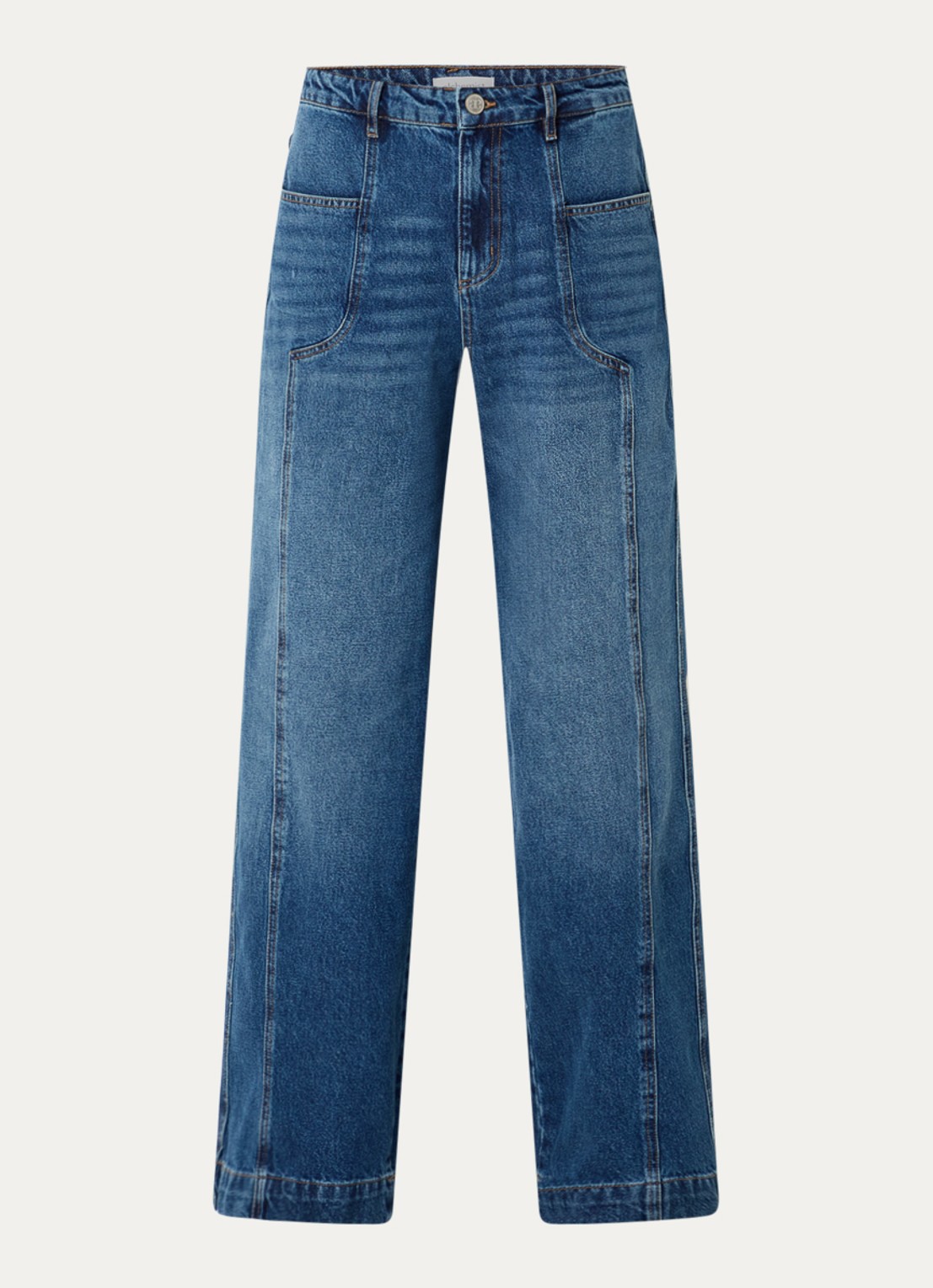 alchemist Lori high waist wide fit jeans met medium wassing - voorkant mid-blue-vintage-q56